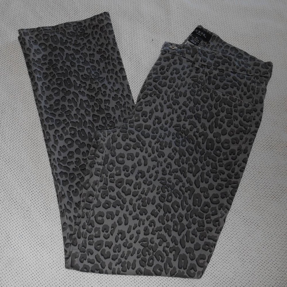 Guess Women's Gray Leopard Print Jeans